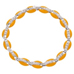 1,9 quilates diamante amarillo esmalte Cowrie Shell pulsera 10 Kt Oro Blanco Joyería