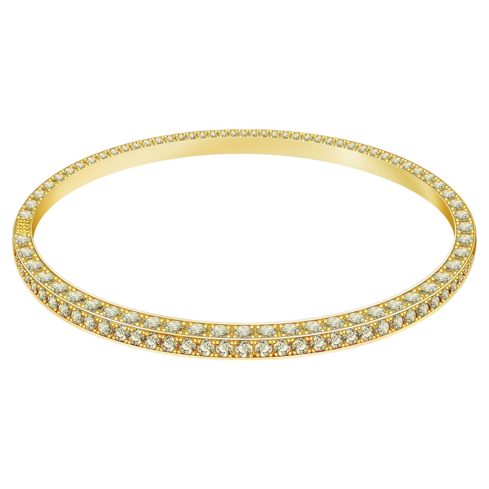19 Carat Diamonds 18 Karat Yellow Gold Bangle "Art Deco" Collection by D&A For Sale