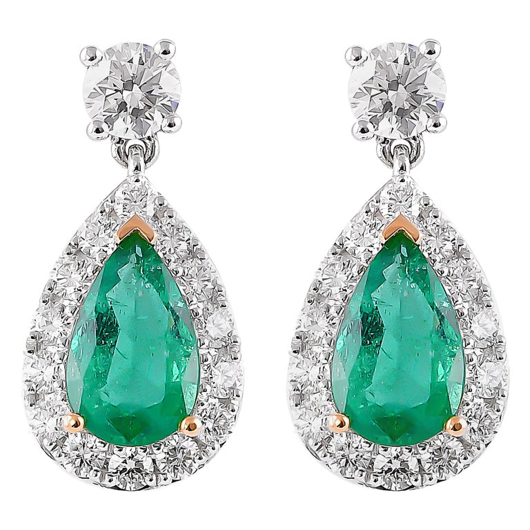 Sunita Nahata Emerald Earrings in 18Karat White Gold with