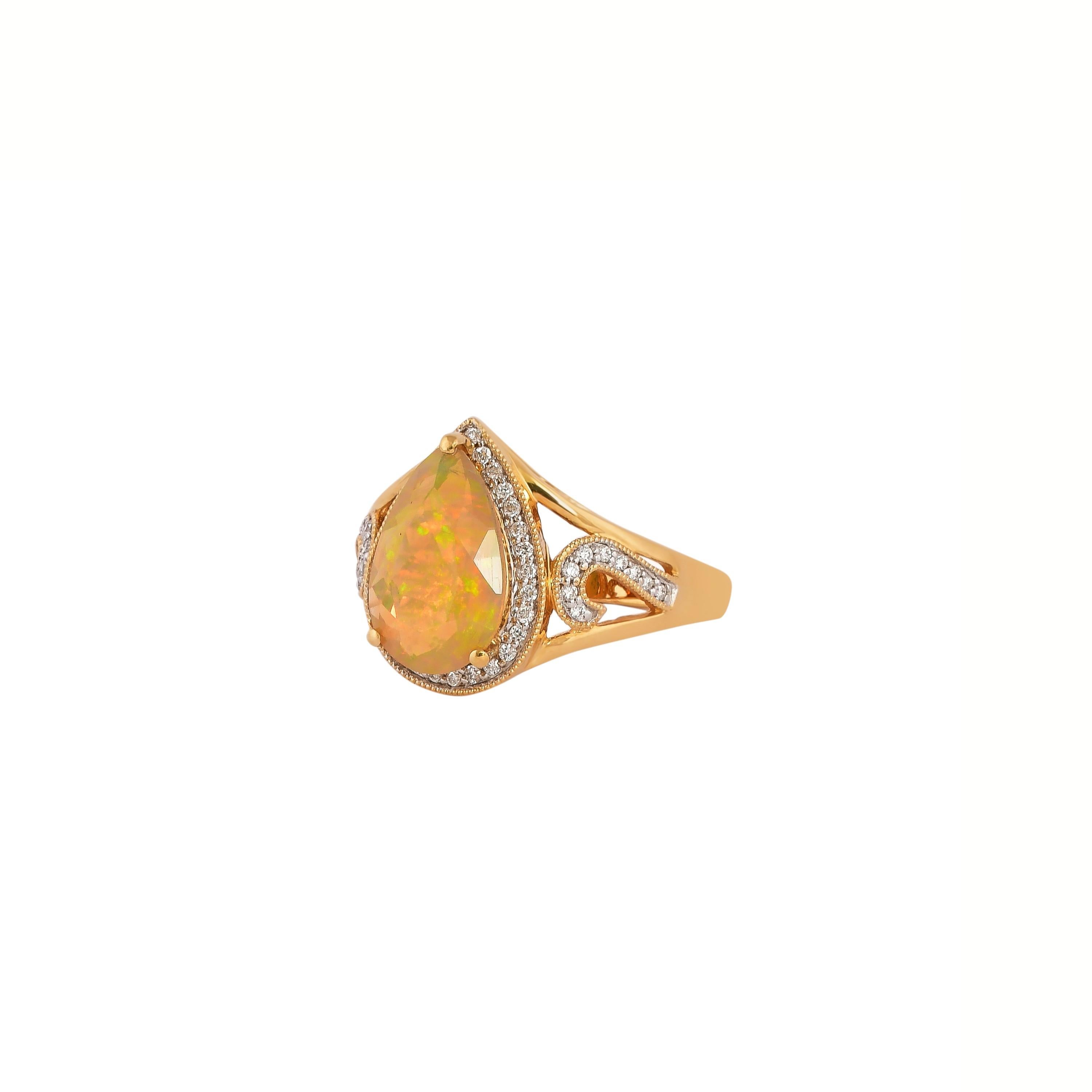 ethiopian opal and diamond ring