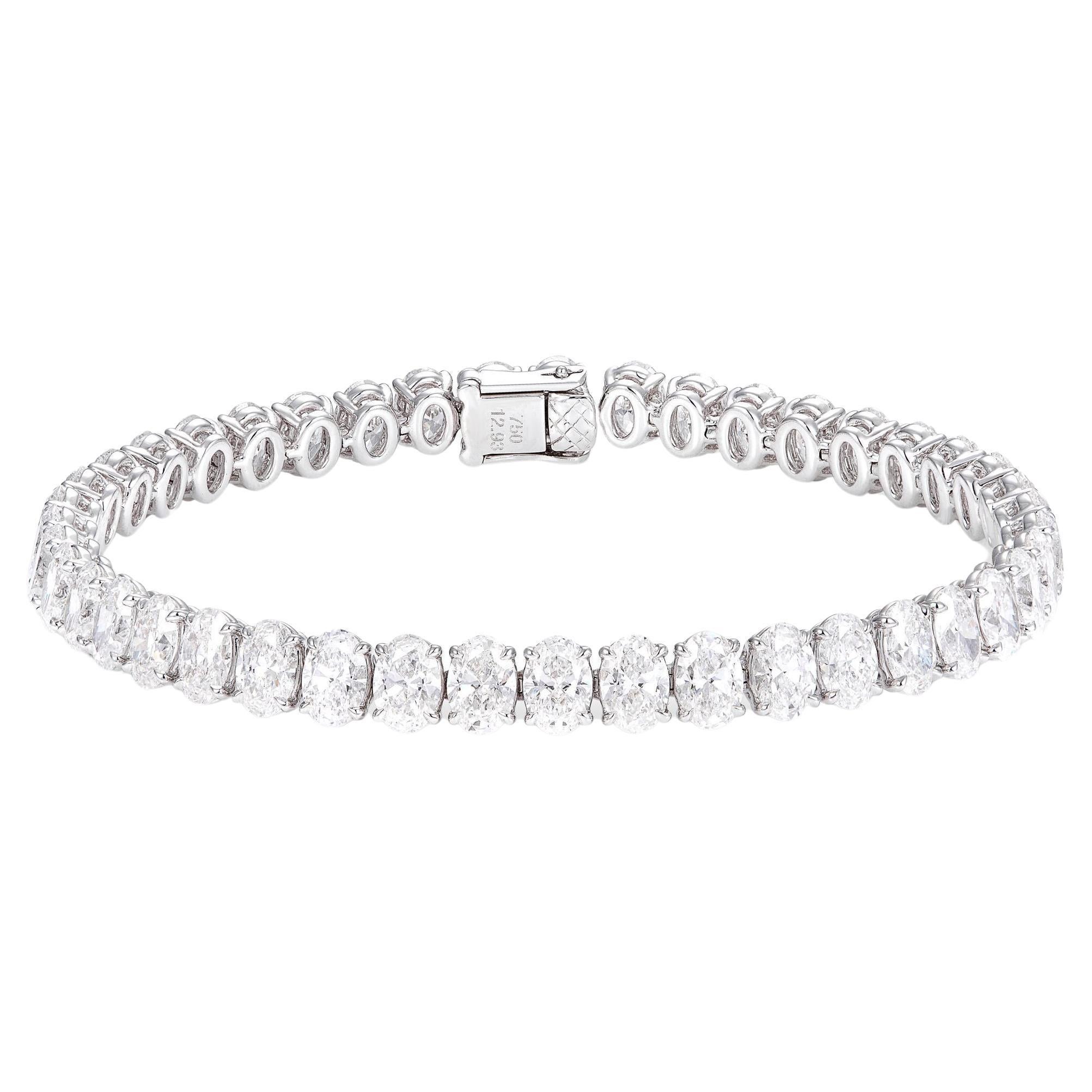 19 Carat GIA Certified Oval Diamond Tennis Bracelet For Sale