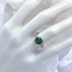 1.9 Carat Green Tourmaline Bypass Ring in Platinum Accented with Tiny Diamonds