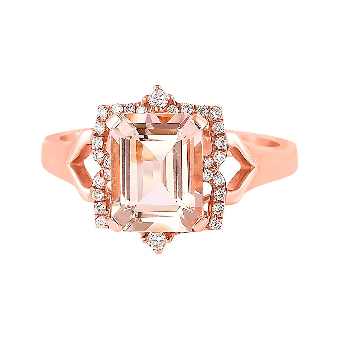 1.9 Carat Morganite and Diamond Ring in 18 Karat Rose Gold For Sale