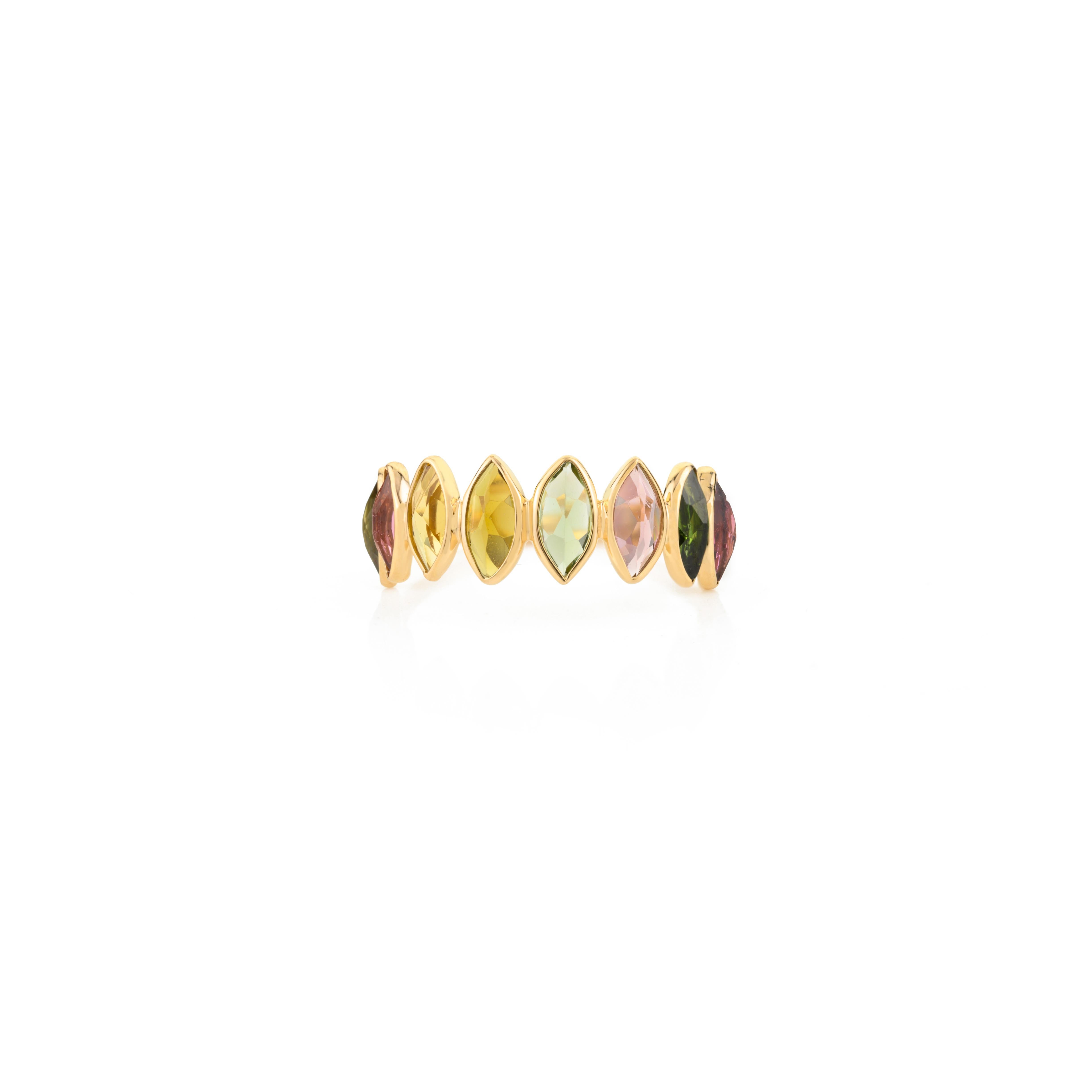 For Sale:  1.9 Carat Multi Tourmaline Half Eternity Band Ring for Her in 18k Yellow Gold 3