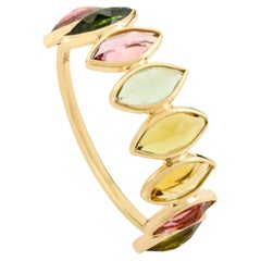 Bague demi éternité en or jaune 18 carats avec tourmaline de 1,9 carat pour elle