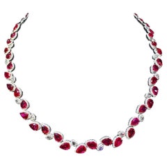 19-Carat Natural Unheated Ruby and Diamond Necklace in 18K Gold - Eze Jewelry