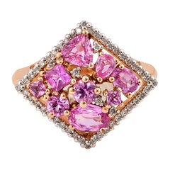 Sunita Nahata Pink Sapphire 1.90ct. Fancy Ring in 18K Rose Gold with Diamond.