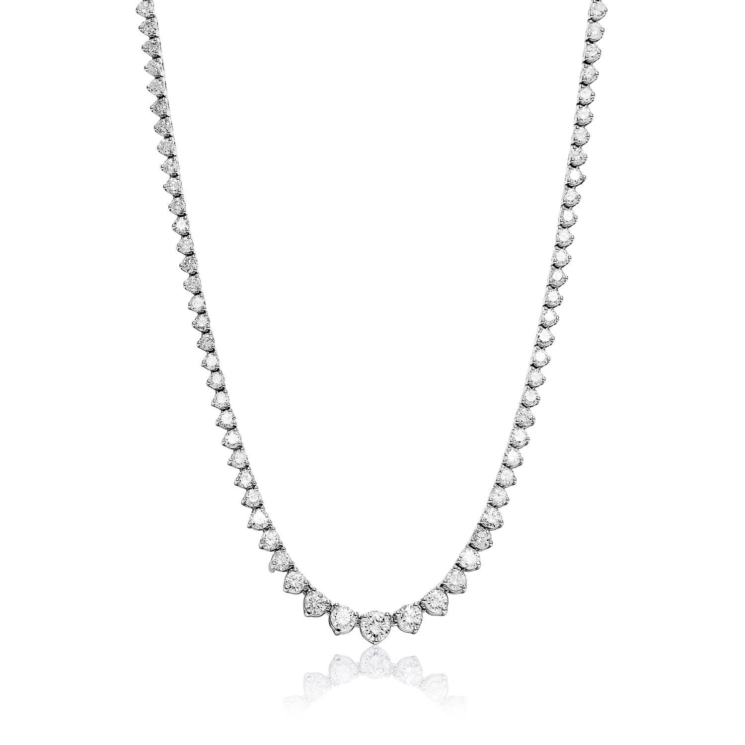 Our stunning Earth Mined Diamond Tennis Riviera Necklace For Ladies is the perfect way to show your loved one how much you care. This beautiful riviera necklace features a stunning round brilliant cut diamond, which is set in a 14 karat white gold