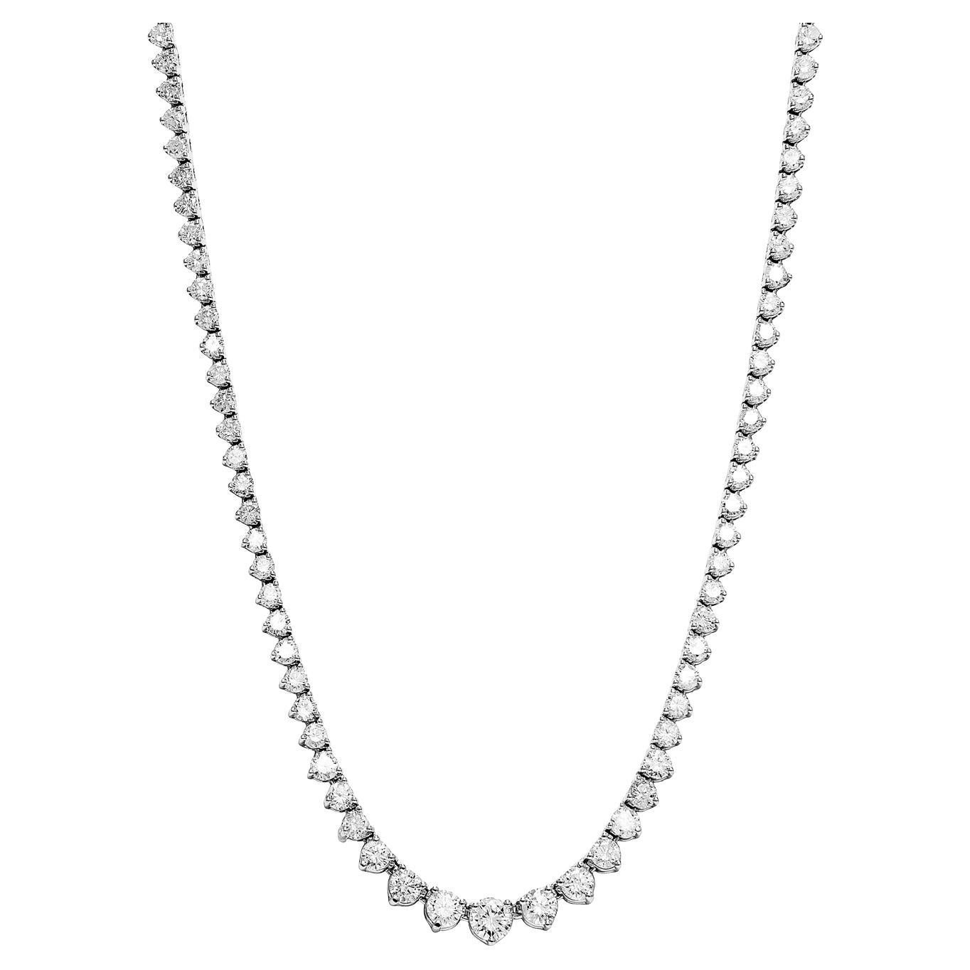 19 Karat Runder Brillant Diamant Tennis Riviera Halskette Zertifiziert