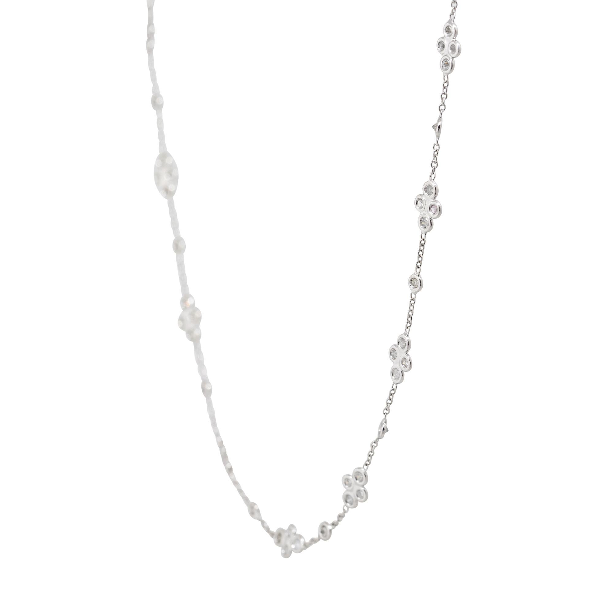 1.9 Carat Round Diamond Floral Necklace 18 Karat in Stock 1