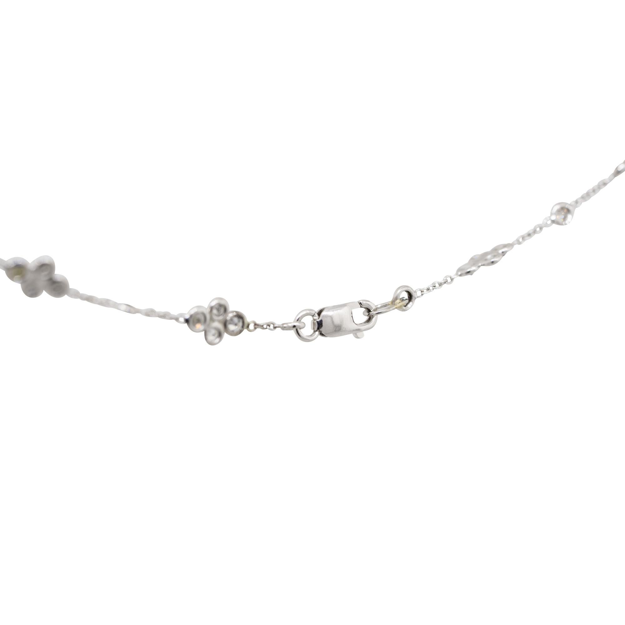 1.9 Carat Round Diamond Floral Necklace 18 Karat in Stock For Sale 2