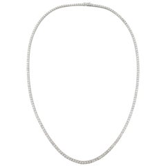 19.00 Carat Round Diamond White Gold Tennis Necklace 14K