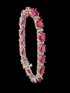 19 Carat Ruby & 1 Carat Diamond Affordable Tennis Bracelet 14 Karat White Gold