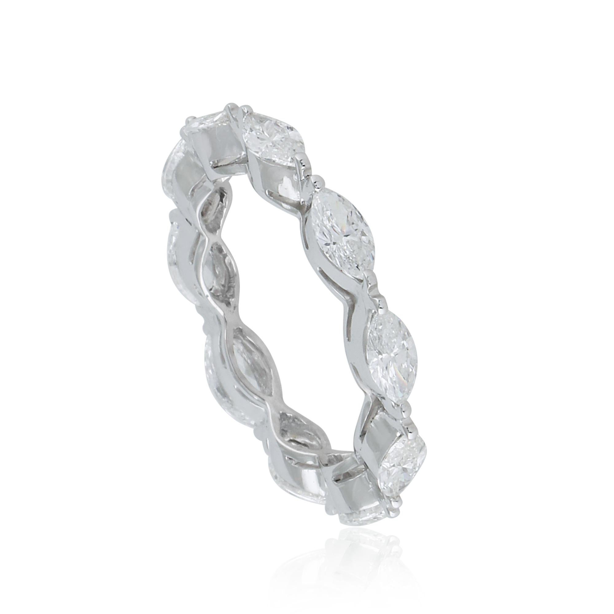 For Sale:  1.9 Carat SI Clarity HI Color Marquise Diamond Eternity Band Ring 18k White Gold 2
