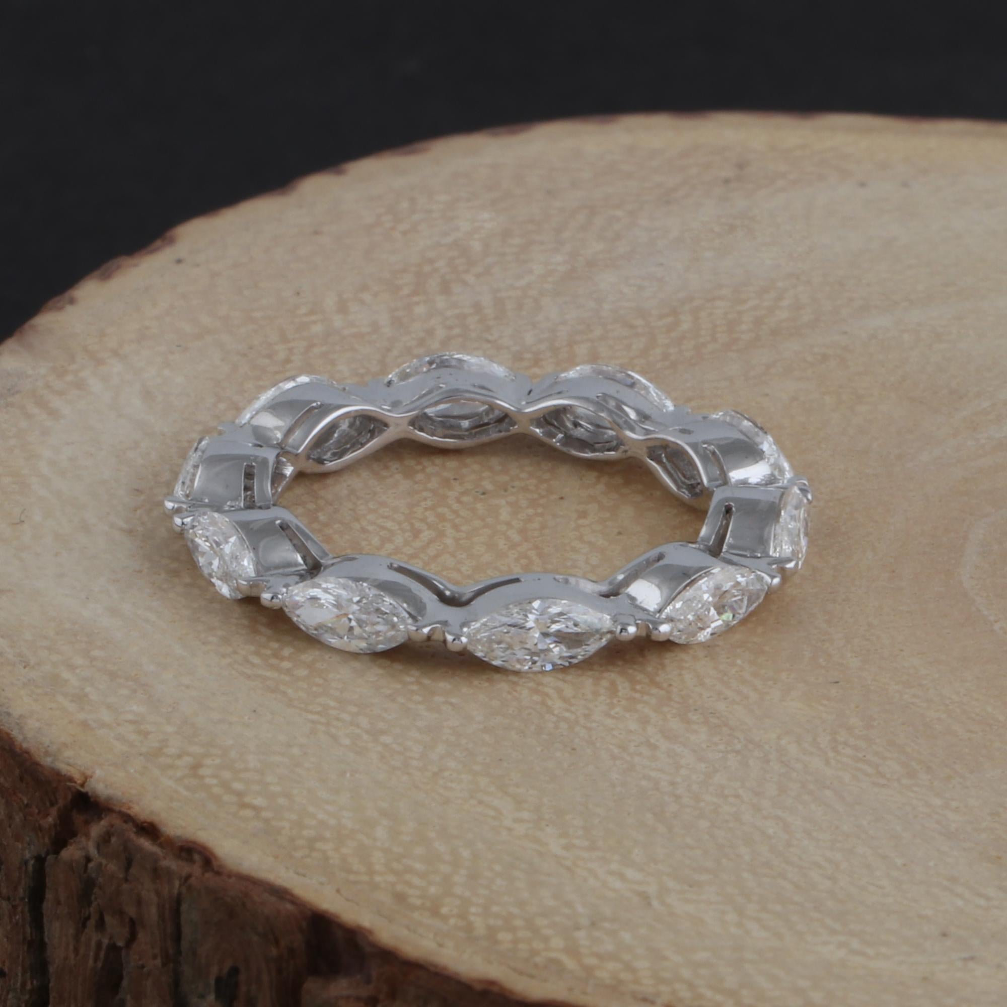 For Sale:  1.9 Carat SI Clarity HI Color Marquise Diamond Eternity Band Ring 18k White Gold 3