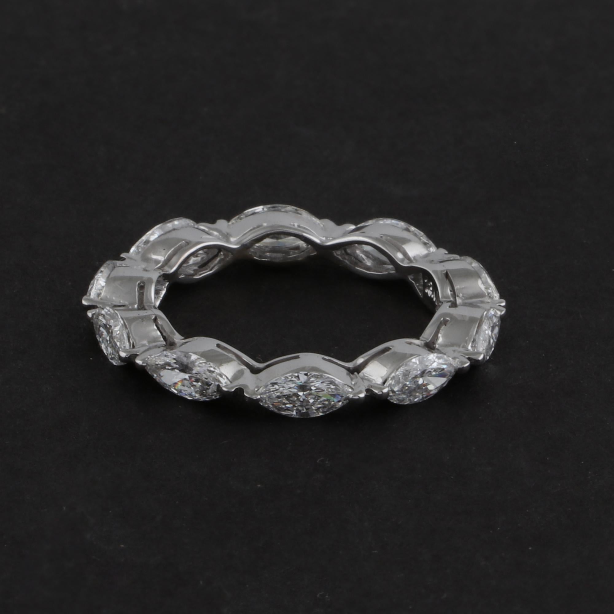 For Sale:  1.9 Carat SI Clarity HI Color Marquise Diamond Eternity Band Ring 18k White Gold 4