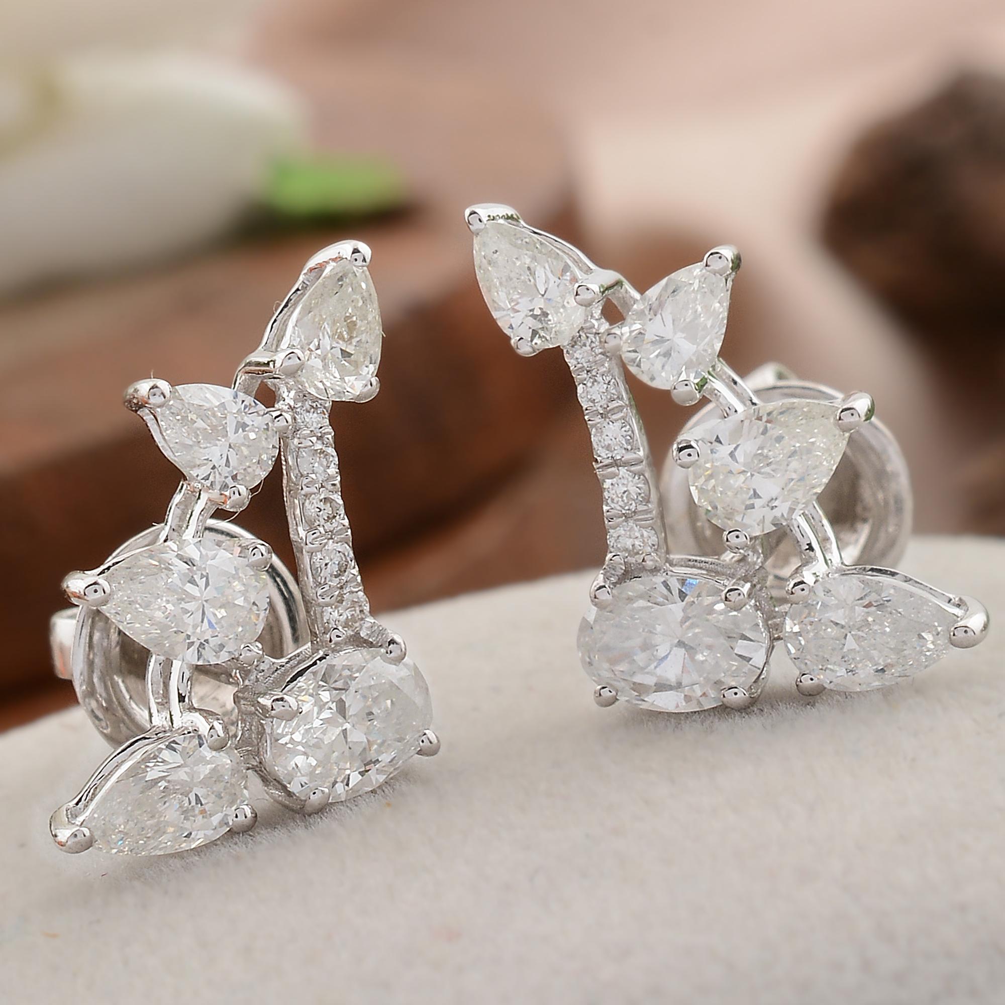 1,9 quilates SI Claridad HI Color Pendientes de diamantes naturales 18 quilates de oro blanco Moderno en venta