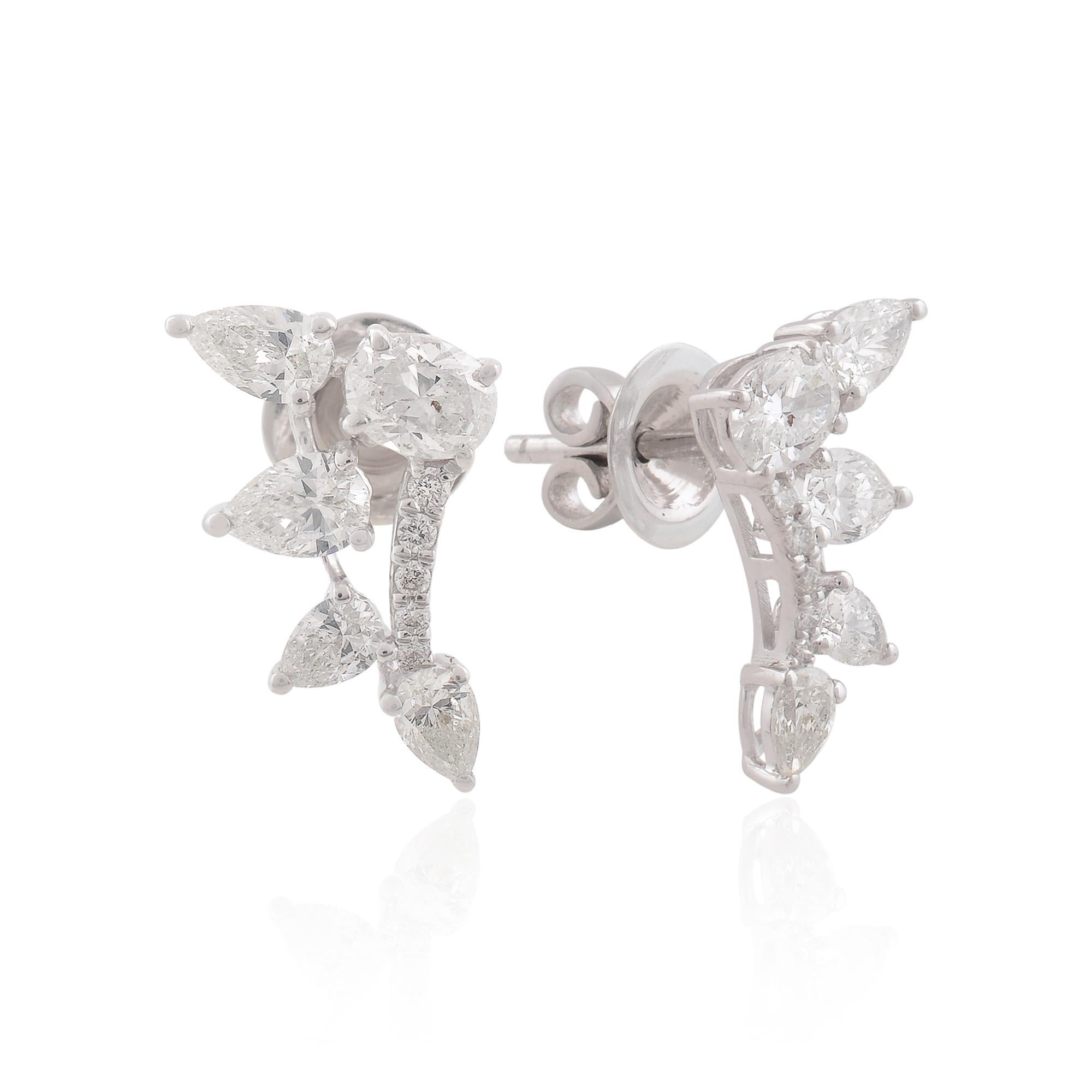 1,9 quilates SI Claridad HI Color Pendientes de diamantes naturales 18 quilates de oro blanco Corte pera en venta