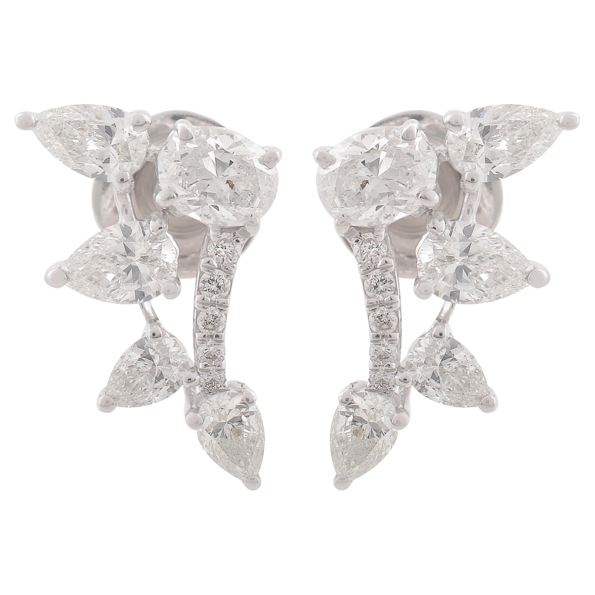 1.9 Carat SI Clarity HI Color Natural Diamond Stud Earrings 18 Karat White Gold