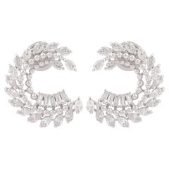 Orecchini a mezzaluna con diamanti a mezzaluna da 1,9 carati SI/H Oro bianco 18 carati