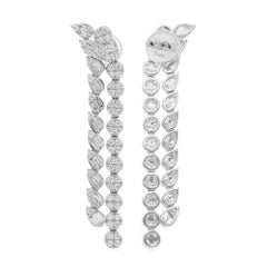 Pendientes araña de diamantes talla brillante redonda SI/H de 1,9 quilates Oro blanco 14k