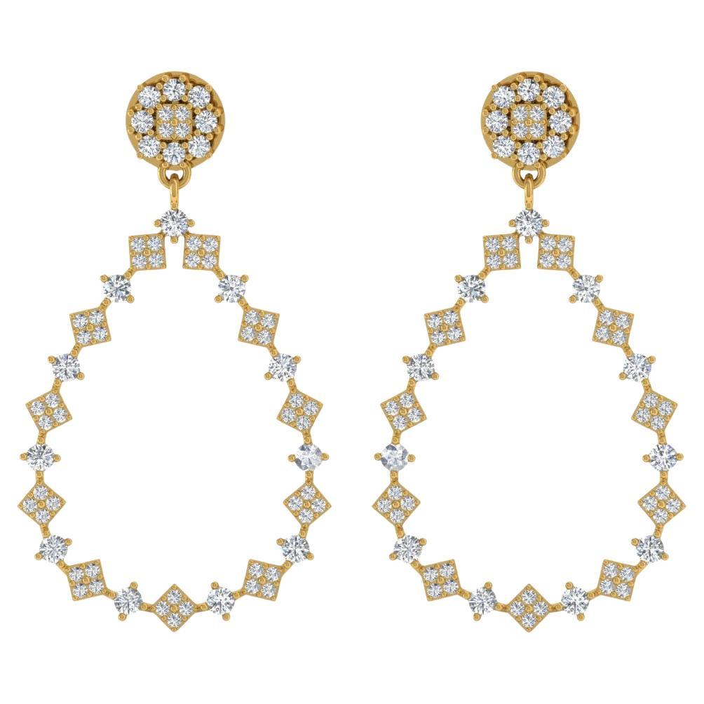 1,9 Karat SI/H Diamant-Ohrringe aus 18 Karat Gelbgold mit rundem Brillantschliff