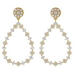 1.9 Carat SI/H Round Brilliant Cut Diamond Earrings 18 Karat Yellow Gold Jewelry