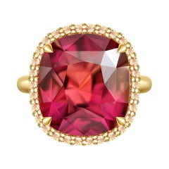 19 Carat Tourmaline Champagne Diamonds 18 Karat Yellow Gold Cocktail Ring