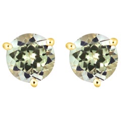 1.9 Carat Turkish Color Changing Diaspore Stud Earrings in Yellow Gold