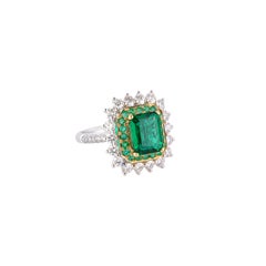 Sunita Nahata GRS Certified Zambian Emerald 1.90ct. Ring in 18KWG with Diamond.