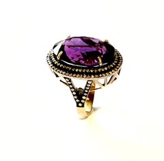 Amethyst 19 Carats with Pave Diamonds Ring