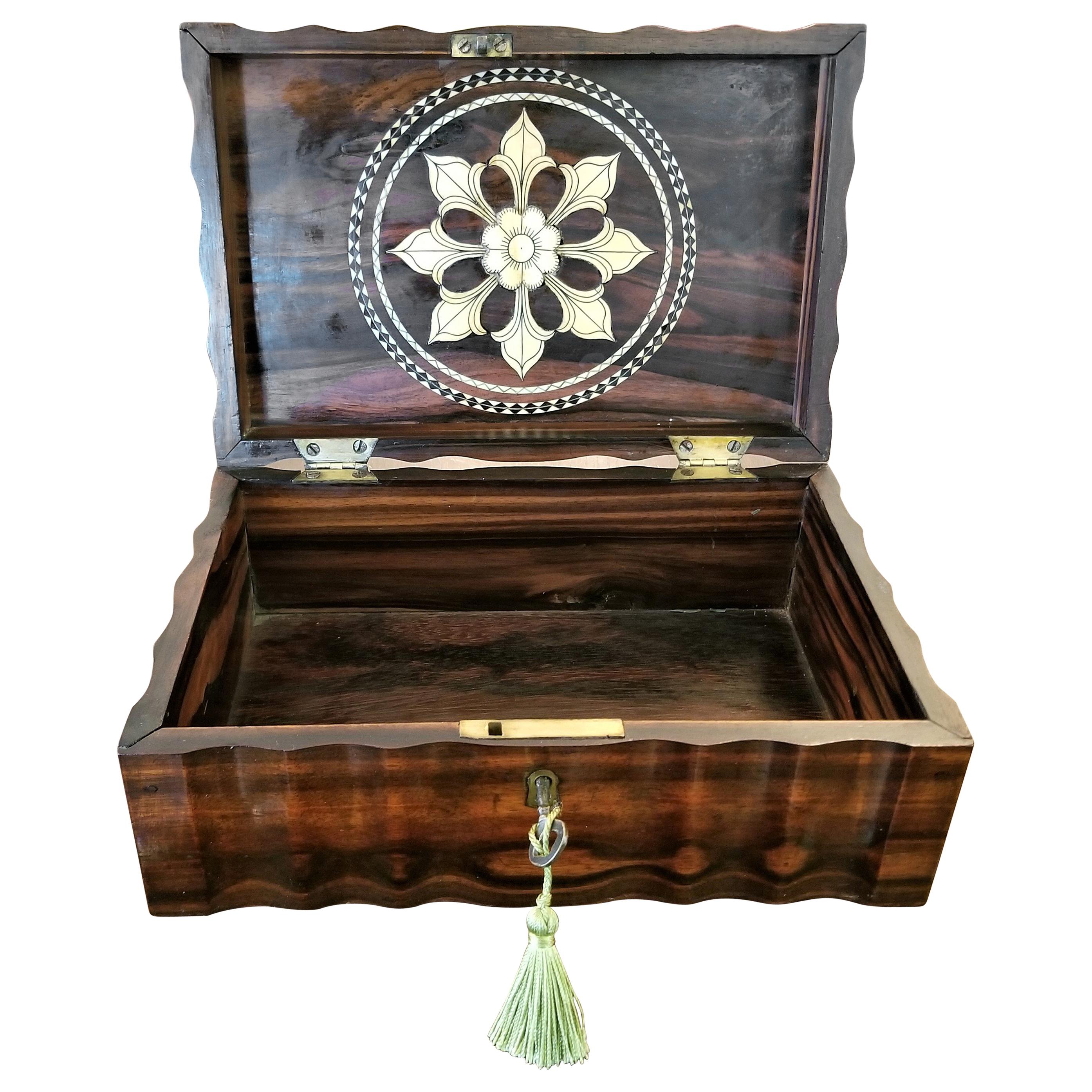 19 Century Anglo Ceylonese Coromandel and Bone Box