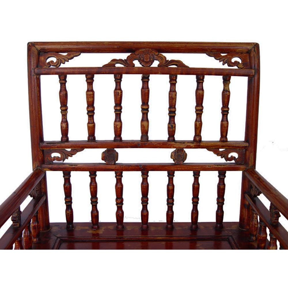 Chinese Export 19 Century Antique Camphor Wood Chinese Southern Official's Hat Armchairs set  For Sale