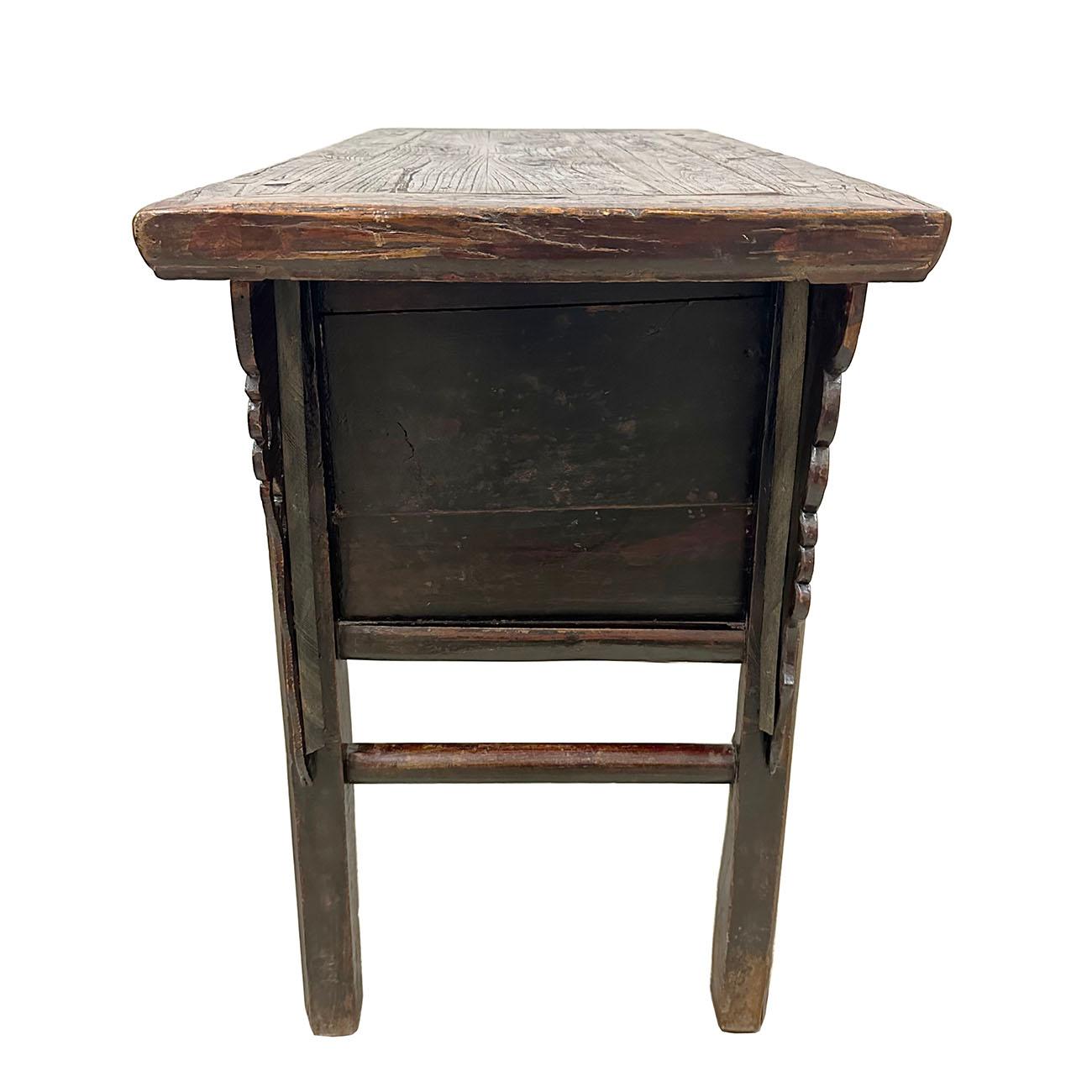 Table console/plateau Shan Xi chinoise ancienne du 19e siècle sculptée en vente 2