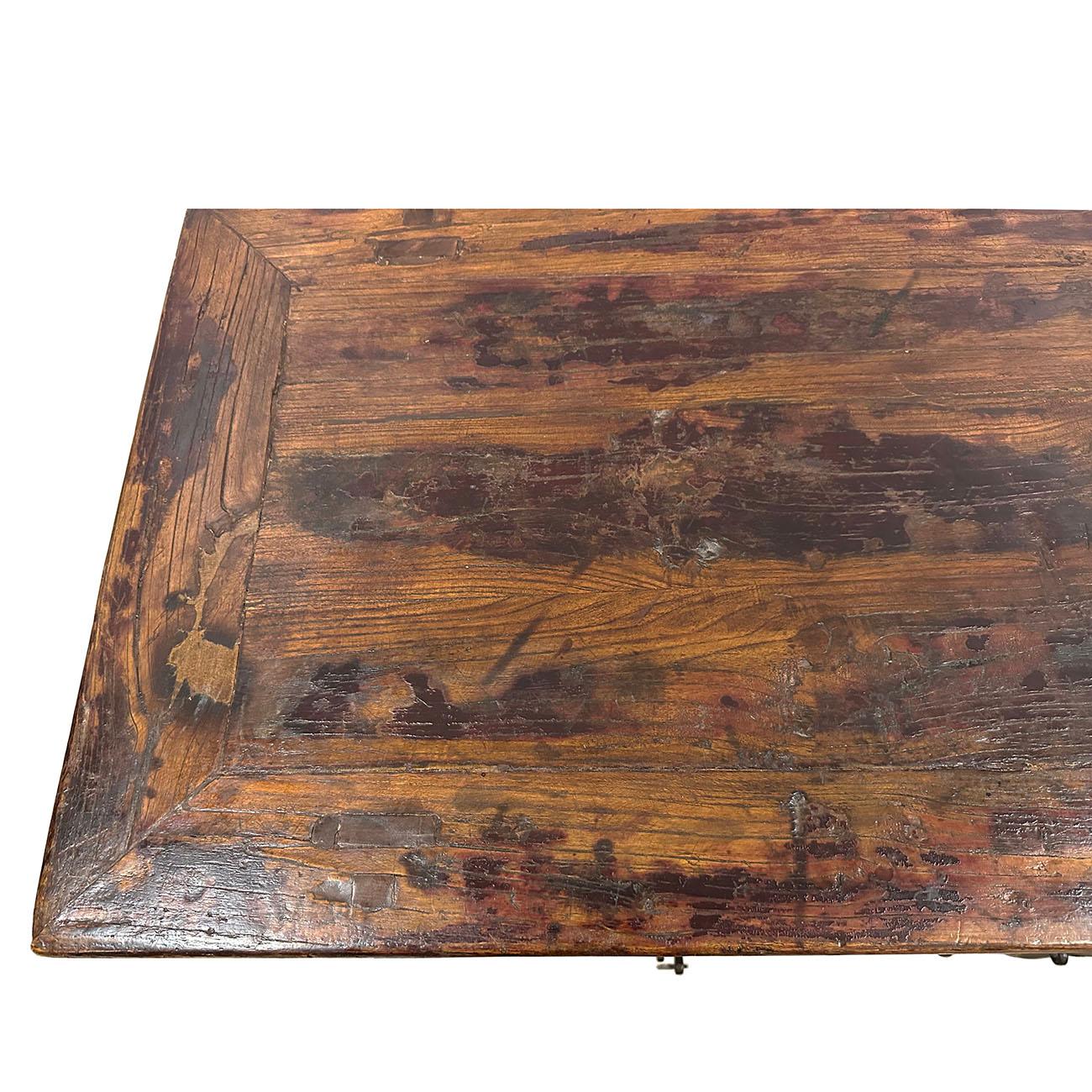 Orme Table console/plateau Shan Xi chinoise ancienne du 19e siècle sculptée en vente