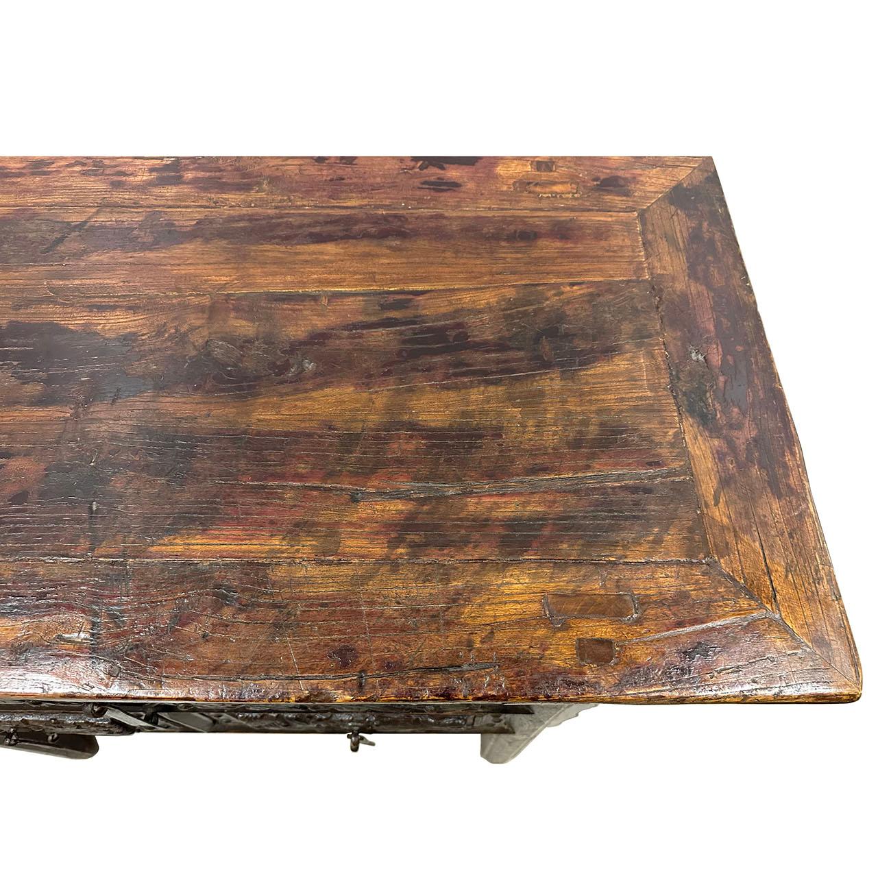 Table console/plateau Shan Xi chinoise ancienne du 19e siècle sculptée en vente 1