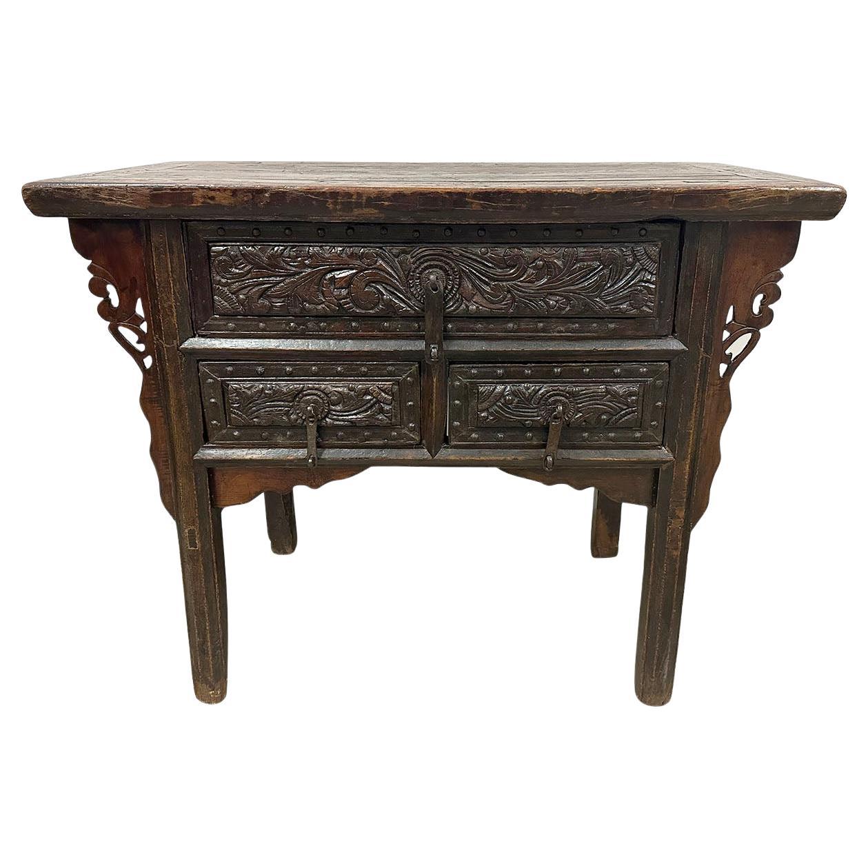 19 Century Antique Chinese Carved Shan Xi Console Table/Sideboard