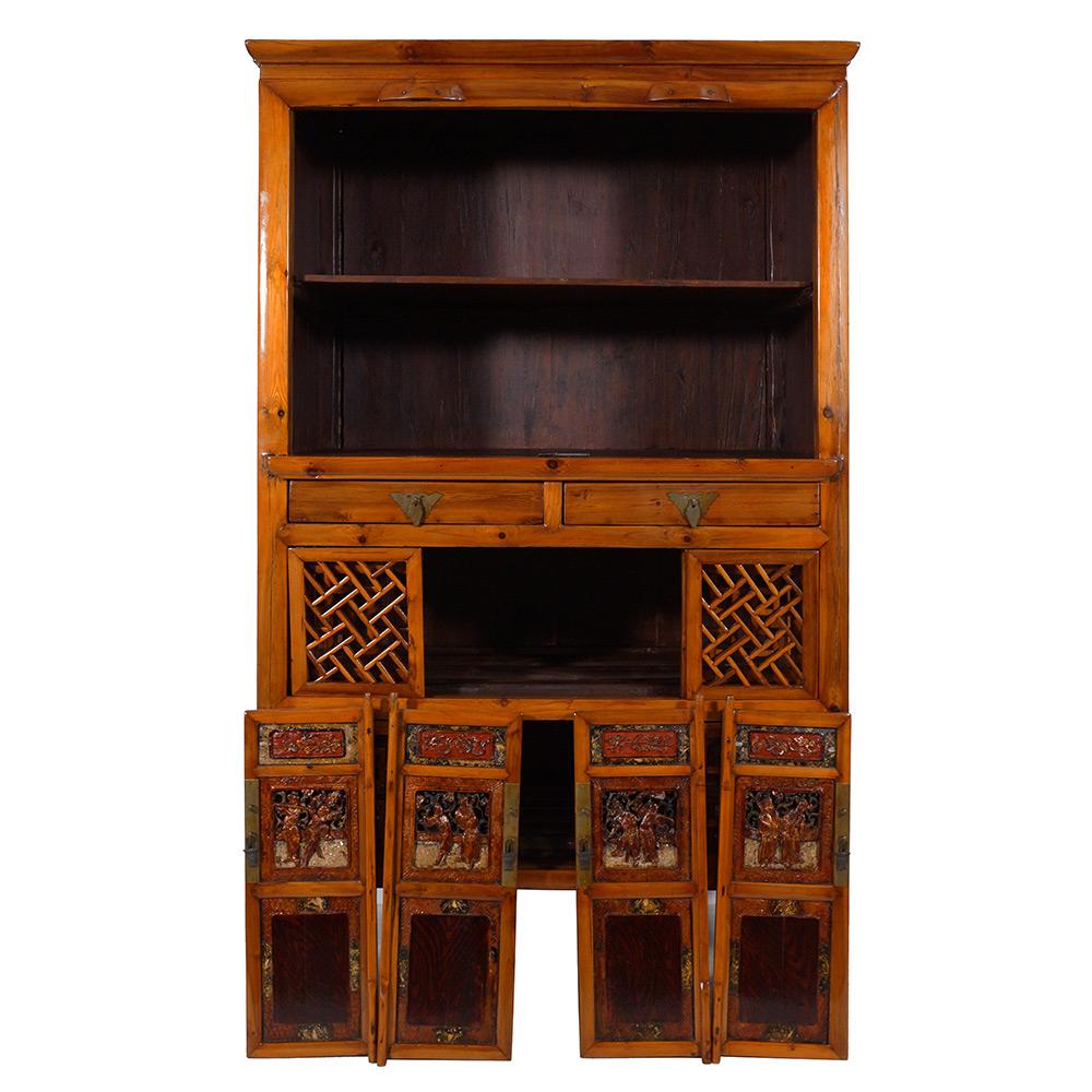 Chinese Export 19 Century Antique Chinese Kitchen Cabinet, Entertainment Center