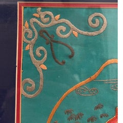 19th Century Antique Chinese Silk Embroidery Framed Panel, Wall Hanging