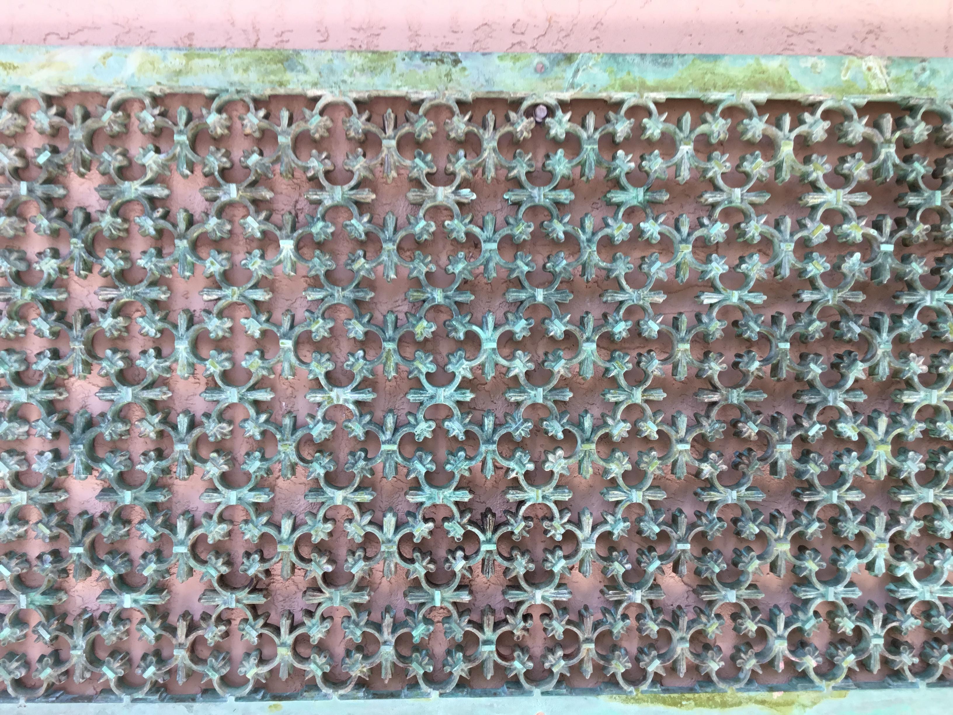 19th Century Architectural Copper Wall Mounted Screen In Good Condition In Delray Beach, FL