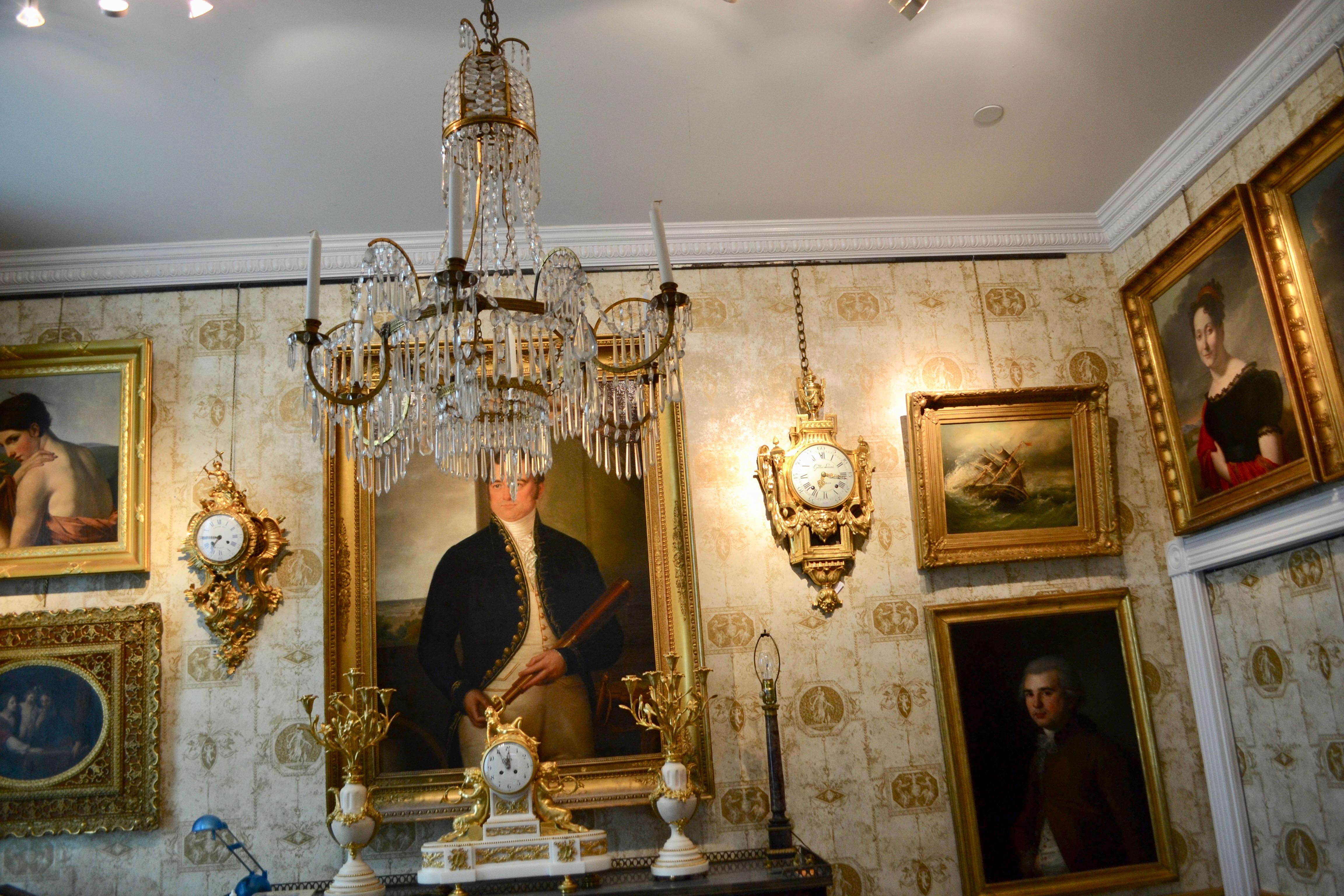 19 Century Baltic Empire Style Crystal and Gilt Bronze Chandelier 5