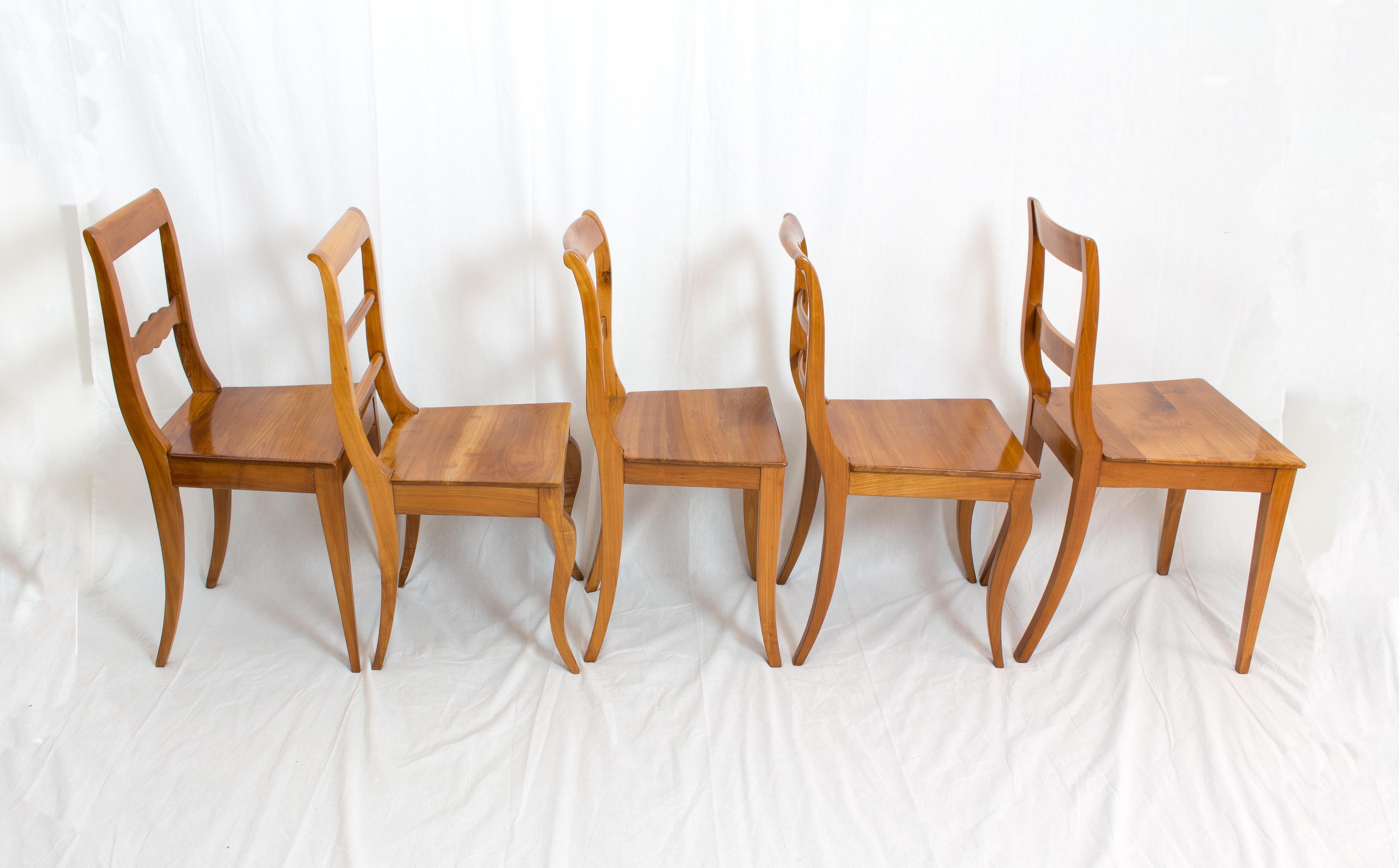 19 Century Biedermeier Farmhouse Set of Table, Bench & Five Chairs, Solid Cherry 10