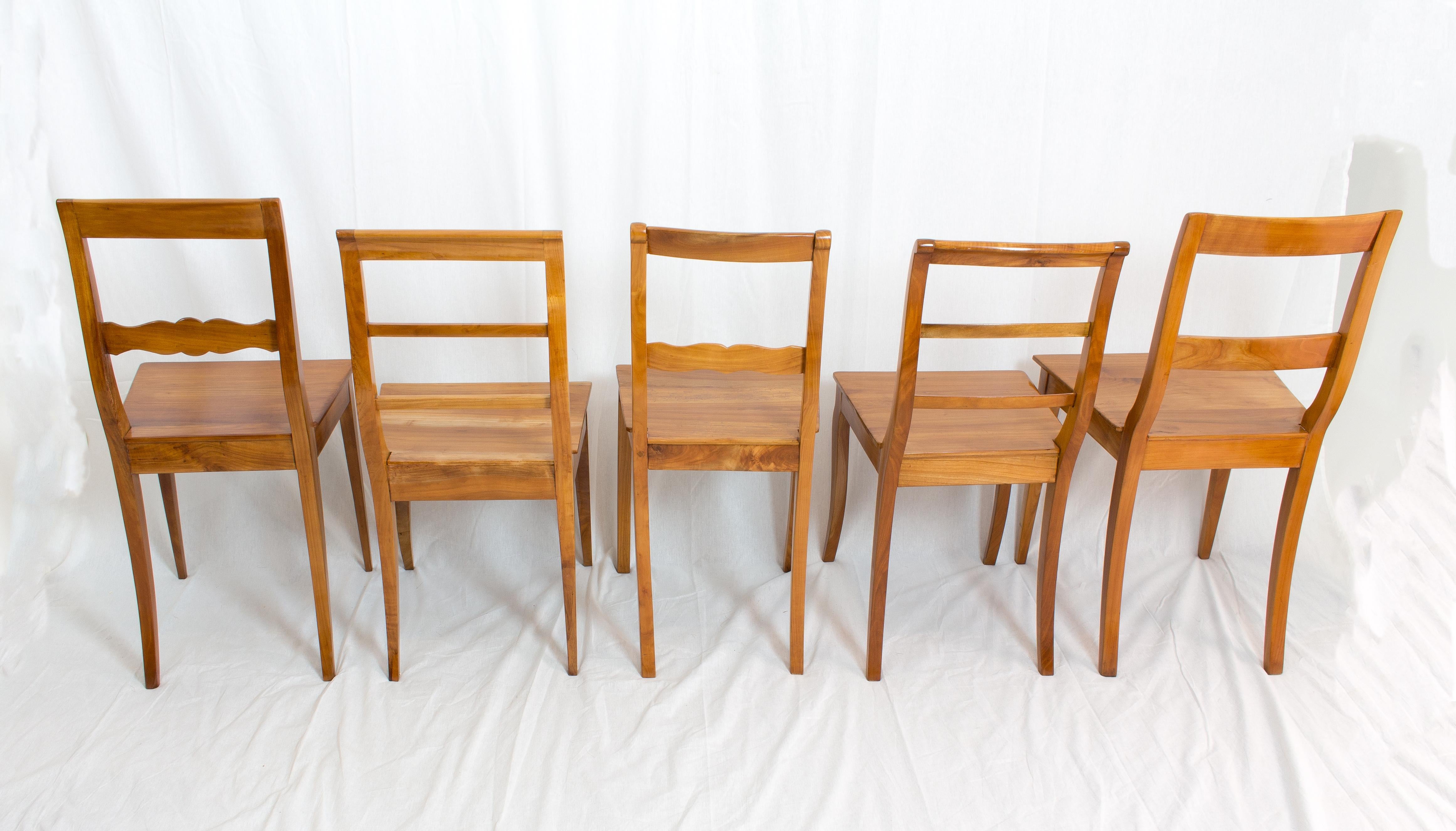 19 Century Biedermeier Farmhouse Set of Table, Bench & Five Chairs, Solid Cherry 11