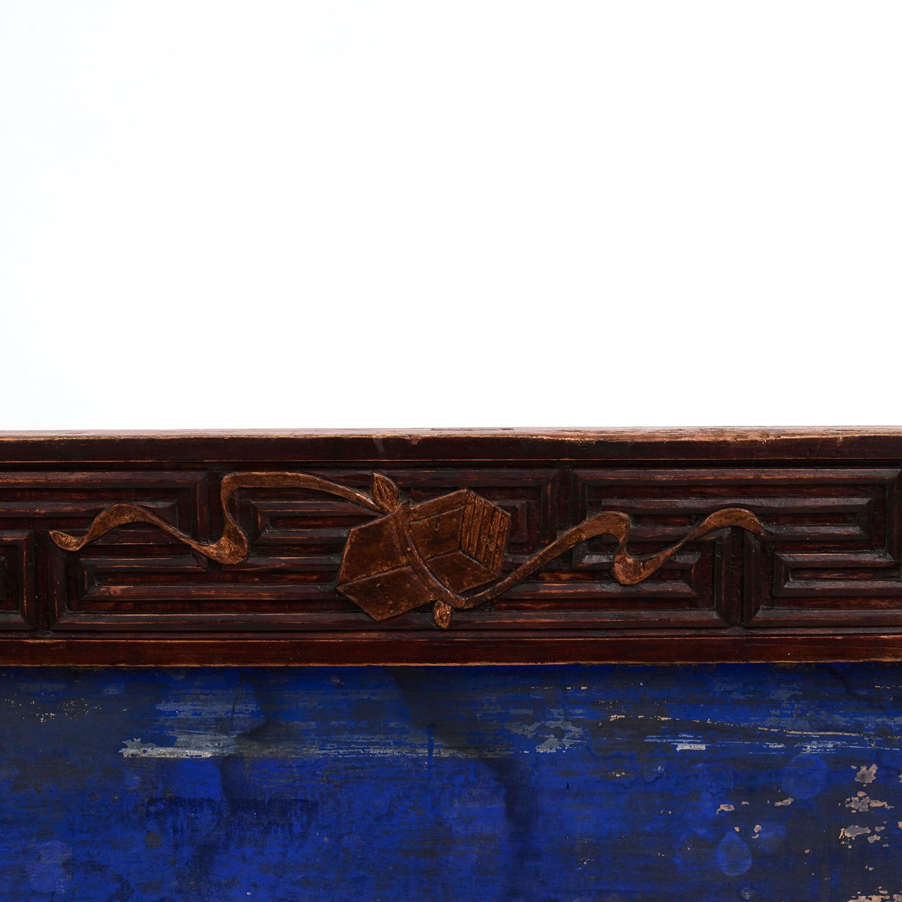 19 Century Blue Lacqured Signboard with Calligraphy 2