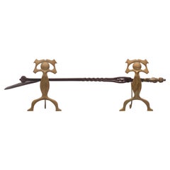 19 Century, Brass Fire Place Tools, Dutch