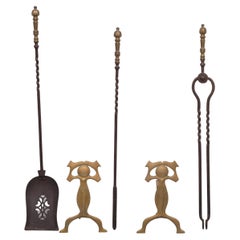 19 Century, Brass Fire Place Tools, Dutch