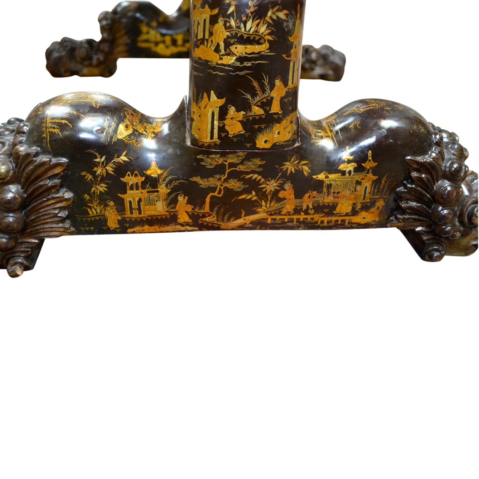 19th Century Chinese Export Black and Gold Lacquer Sewing Table 4