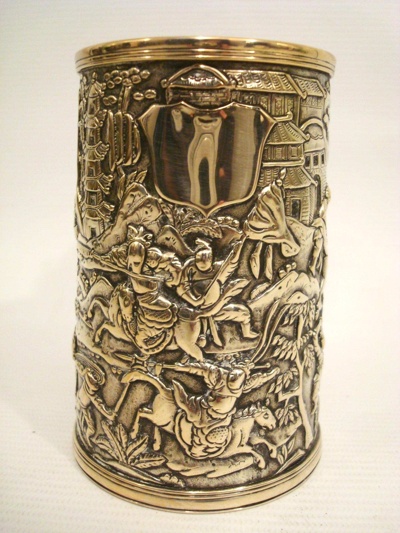 19 Century Chinese Export silver Dragon-Handled Mug / Tankard For Sale 1