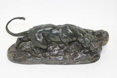Crouching Panther Bronze Sculpture by Bayre
