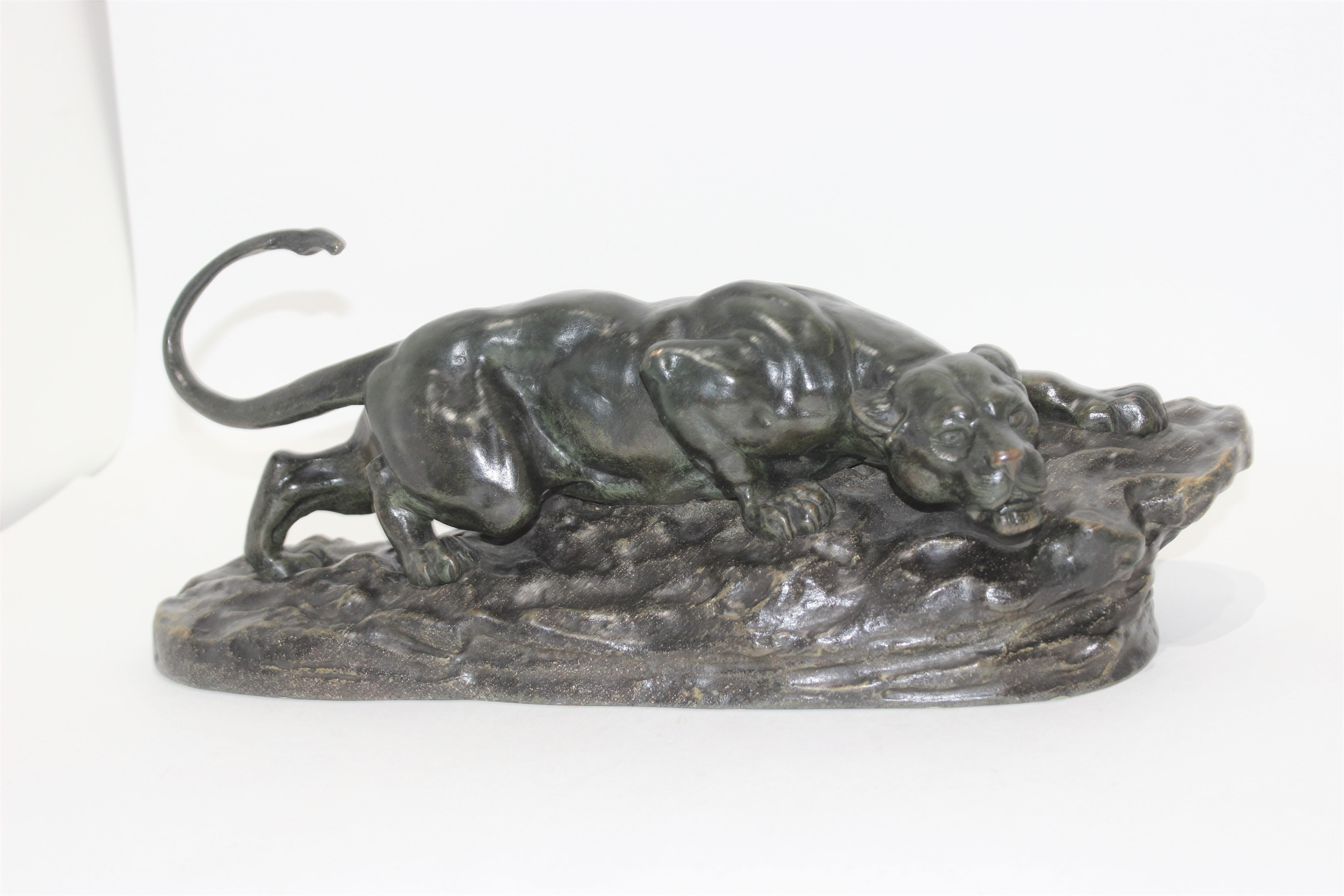 19. Jahrhundert Kauernder Panther Bronze (Romantik) im Angebot